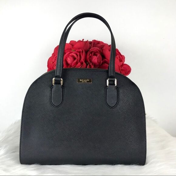 ♥️ NWT KATE SPADE BLACK LEATHER SATCHEL ♥️ - Picture 1 of 8